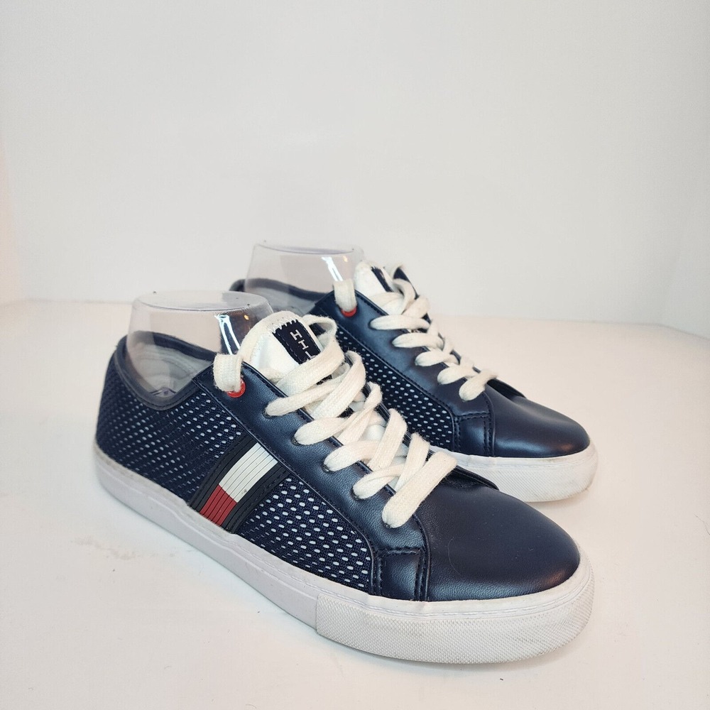 Tommy Hilfiger TWLILIANA-C Navy Blue Perforated Stripe Sneakers Womens 7M